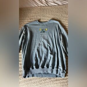 Urban Outfitters Blue Sweatshirt with Floral Embroidery